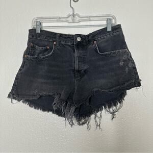 We the Free Distrressed Black Jean Shorts Cutoffs 30